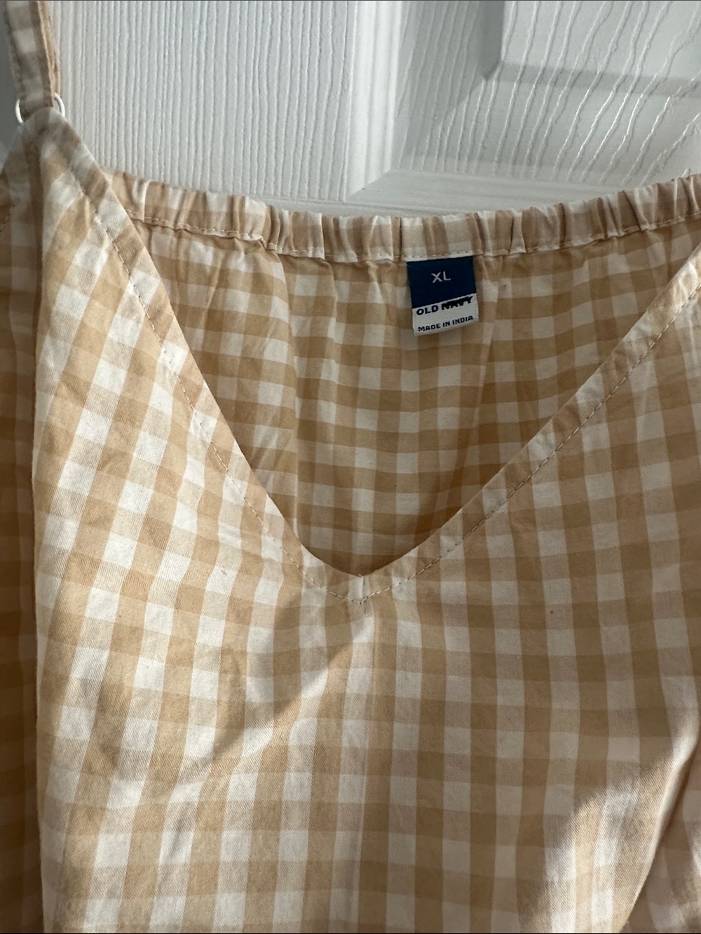 Old Navy Beige Gingham Midi Dress - Picture 3 of 3